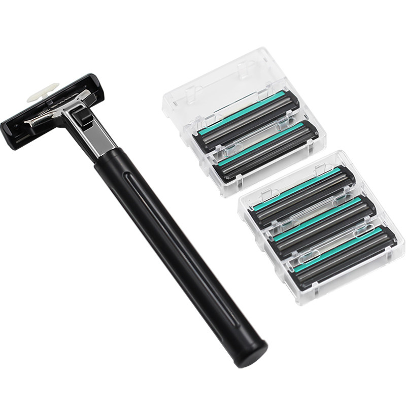 金达日美剃须刀手动老式刮胡刀架男士须刨湿剃刀头6刀片套装