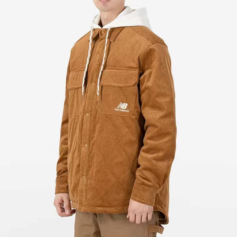 newbalance男女女款灯芯绒连帽棉服户外运动休闲外套运动茄克