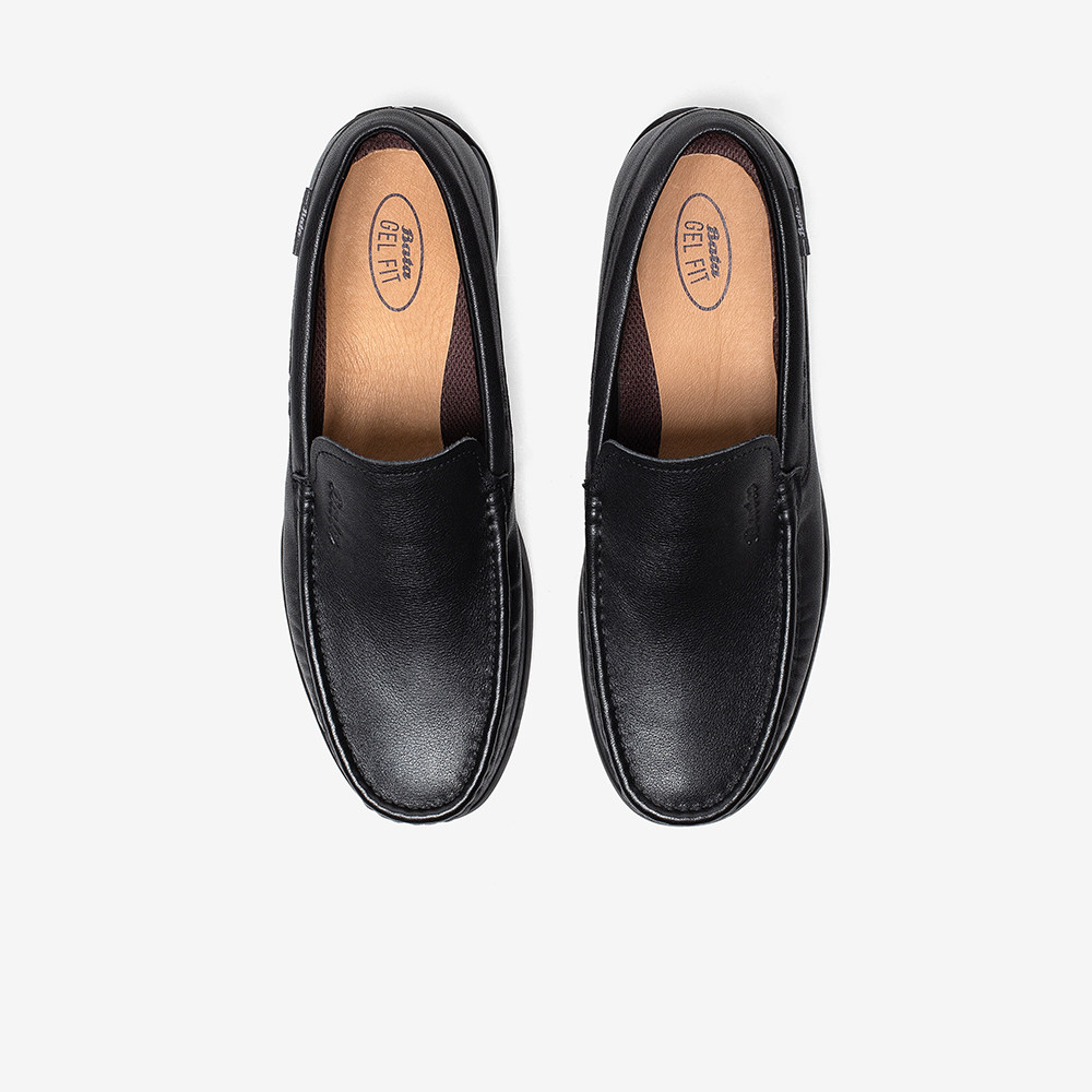 bata乐福鞋男春秋秋季商场新款英伦风牛皮平底乐福鞋豆豆鞋