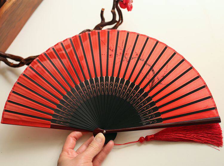 月亮热销夏天日用6寸女扇走秀旗袍扇布扇携带扇子