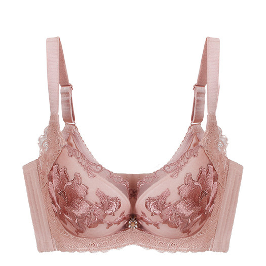 纤妍软圈小胸大自然聚拢厚模杯刺绣调整整型内衣文胸