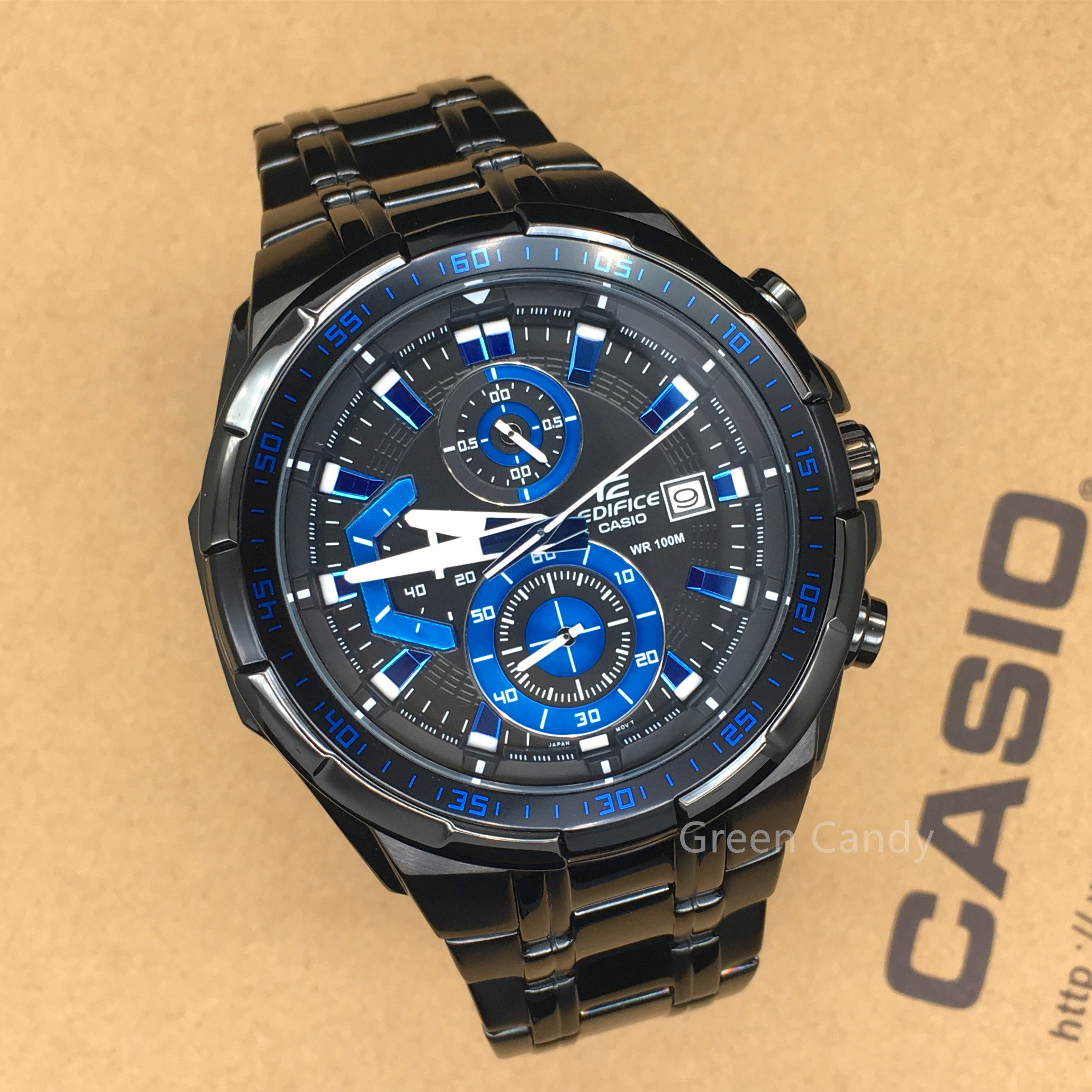 卡西欧手表男赛车酷运动防水钢带皮带石英表efr539d1a2日韩腕表