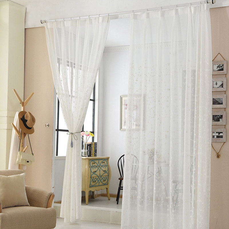 大连窗帘白色窗纱半透客厅卧室定制公主纯色定制窗帘