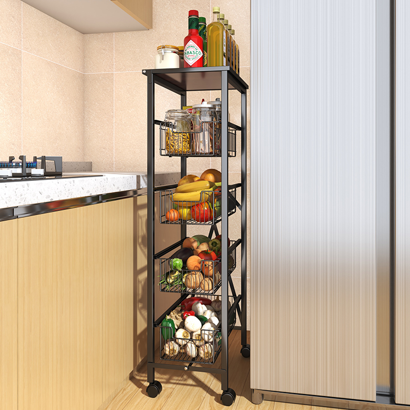 厨房折叠夹缝置物架落地多层微波微波炉炉架家用厨房置物架