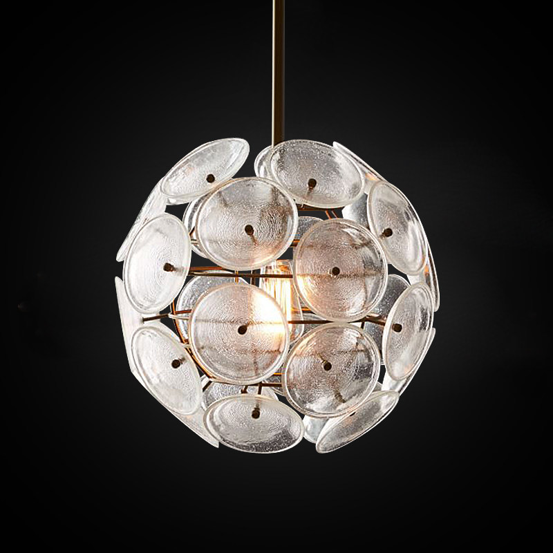后现代美式简约玻璃圆片球形吊灯北欧个性创意客厅吊灯