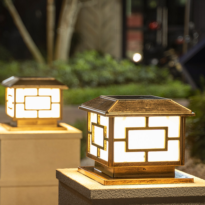 太阳能灯柱头灯led防水户外花园家用大门大门柱景观庭院灯饰