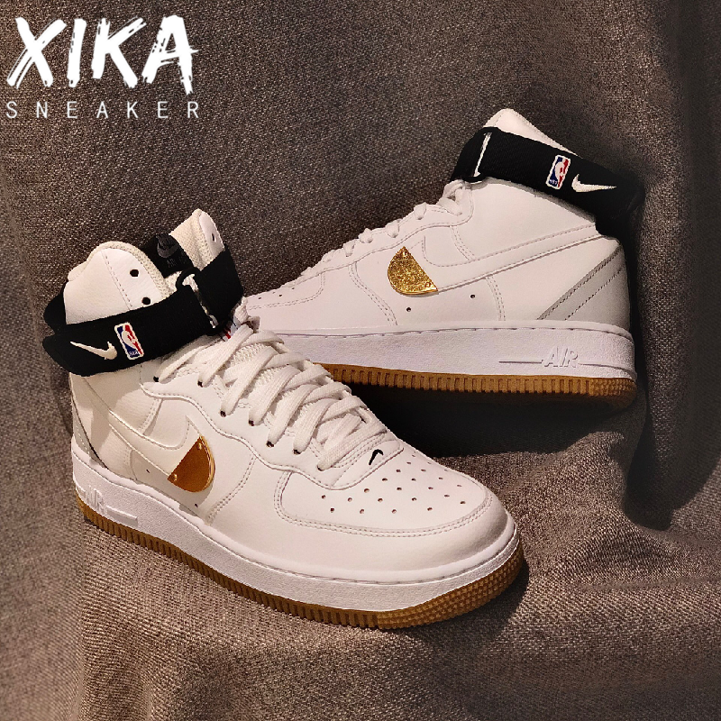 nike air force1 nba pack af1黑白金高帮板鞋ct2306-100 ct2298