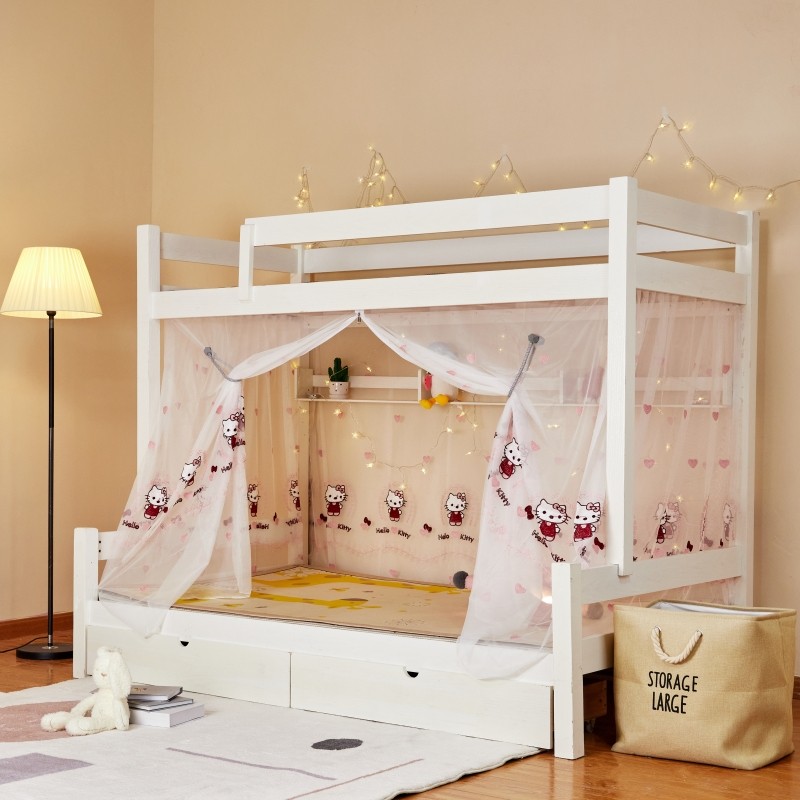 母床魔术儿童蚊帐下铺专用梯形家用高低床带蚊帐