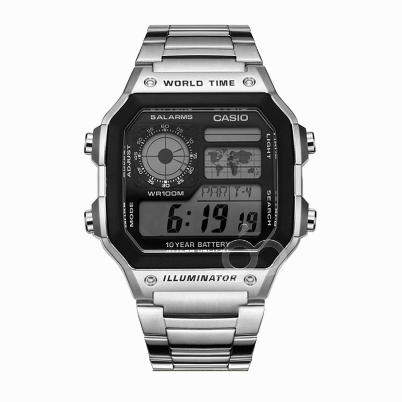 casio卡西欧手表男复古方块多功能运动防水电子表ae1200ae1300