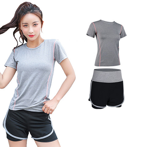 运动套装女夏天健身房跑步短裤夏季宽松薄款速干瑜伽服休闲两件套