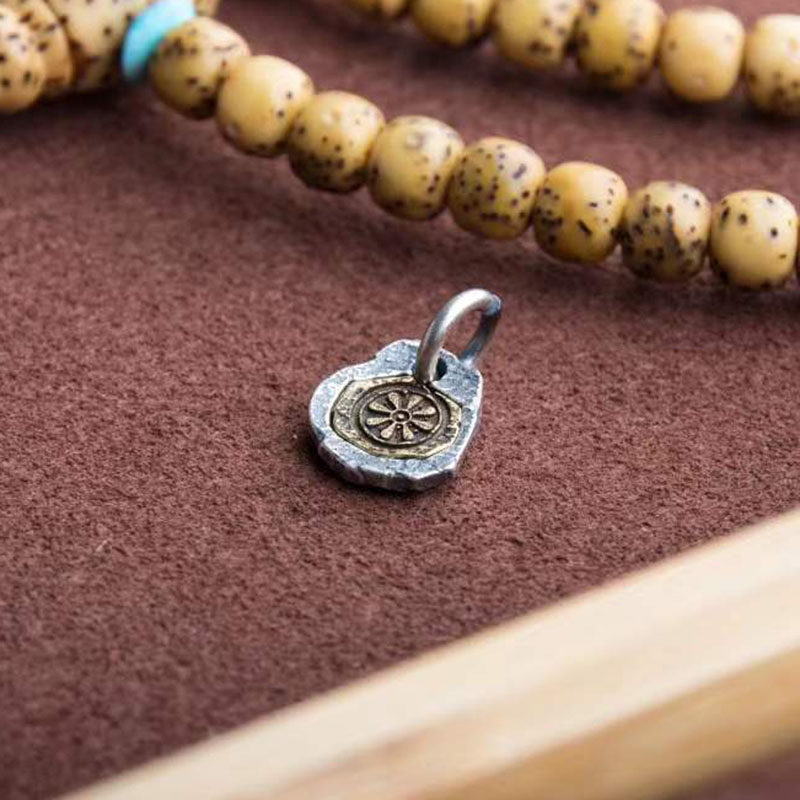 藏地八福金轮小侧吊牌纯银佛教八吉祥八辐轮吊坠其他diy饰品配件