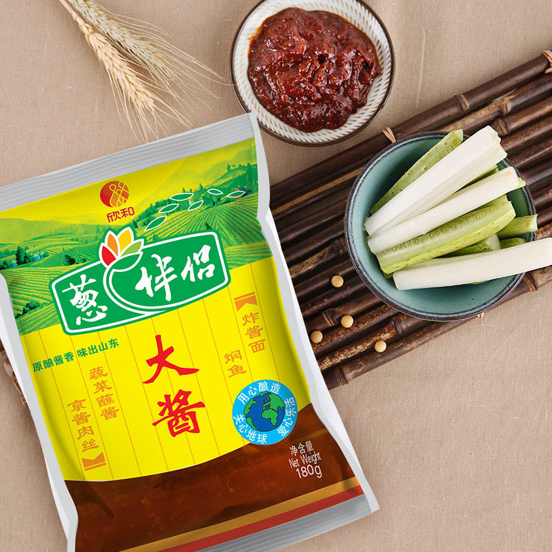 欣和葱伴侣大酱180g10袋原酿即食大豆酱生菜蘸酱豆瓣酱炸酱面酱