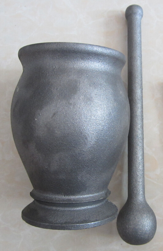 家用大号无涂层铸铁捣药罐/药钵/捣碎器/药缸/捣药盅/捣蒜器