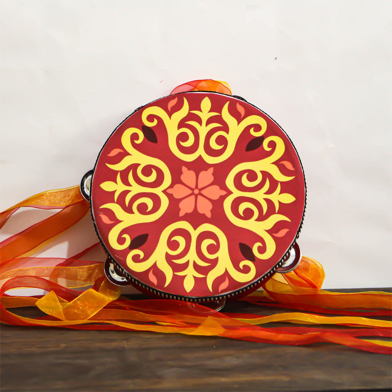 敦煌飞天手鼓新疆维吾尔族铃鼓汉服手持拍照飘带鼓唐腰鼓