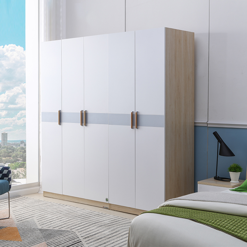 南方家居简约现代三门衣柜卧室家用四门大衣橱两门立柜实木拉手