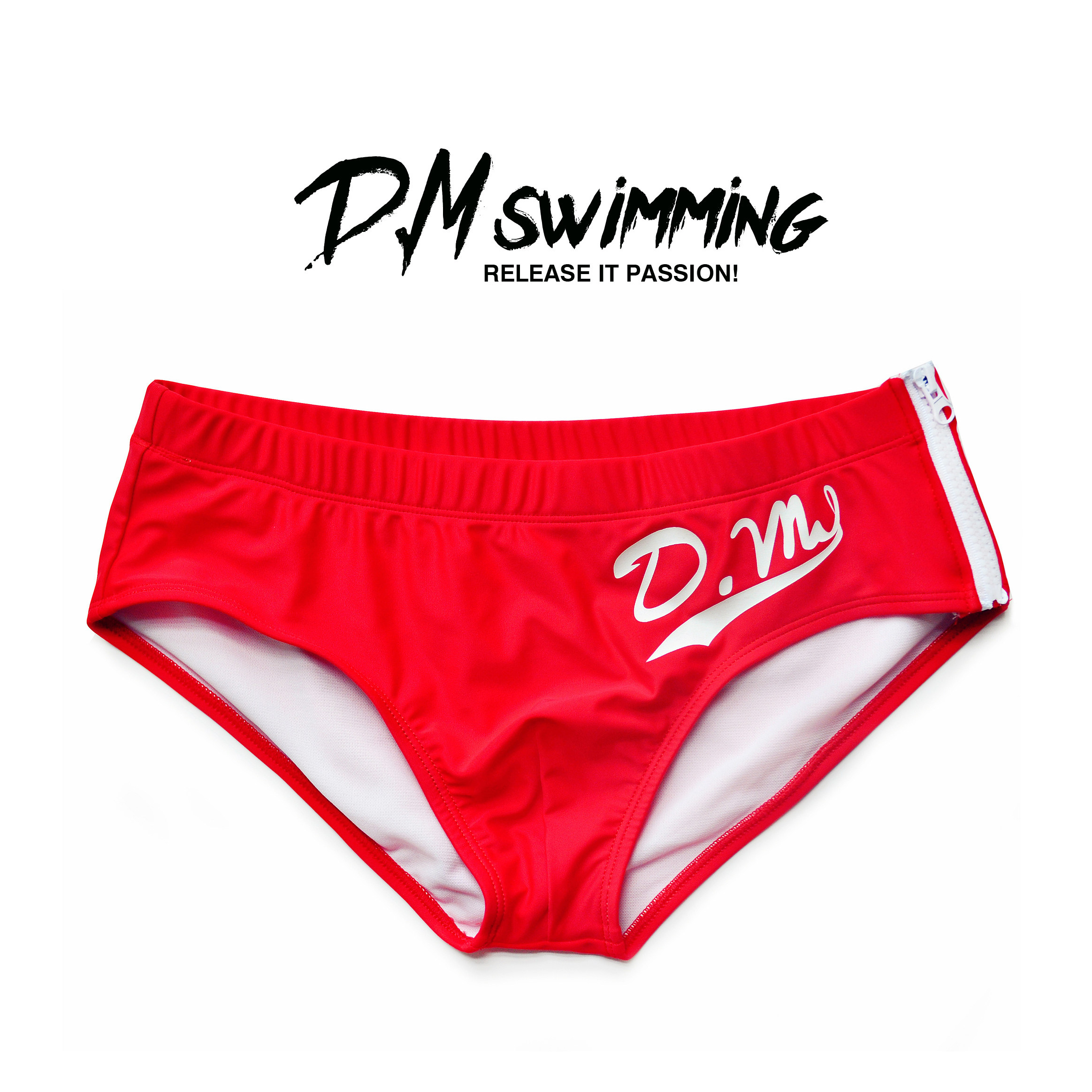 男士泳裤低腰性感侧腰拉链潮男时尚印花三角裤男士泳衣