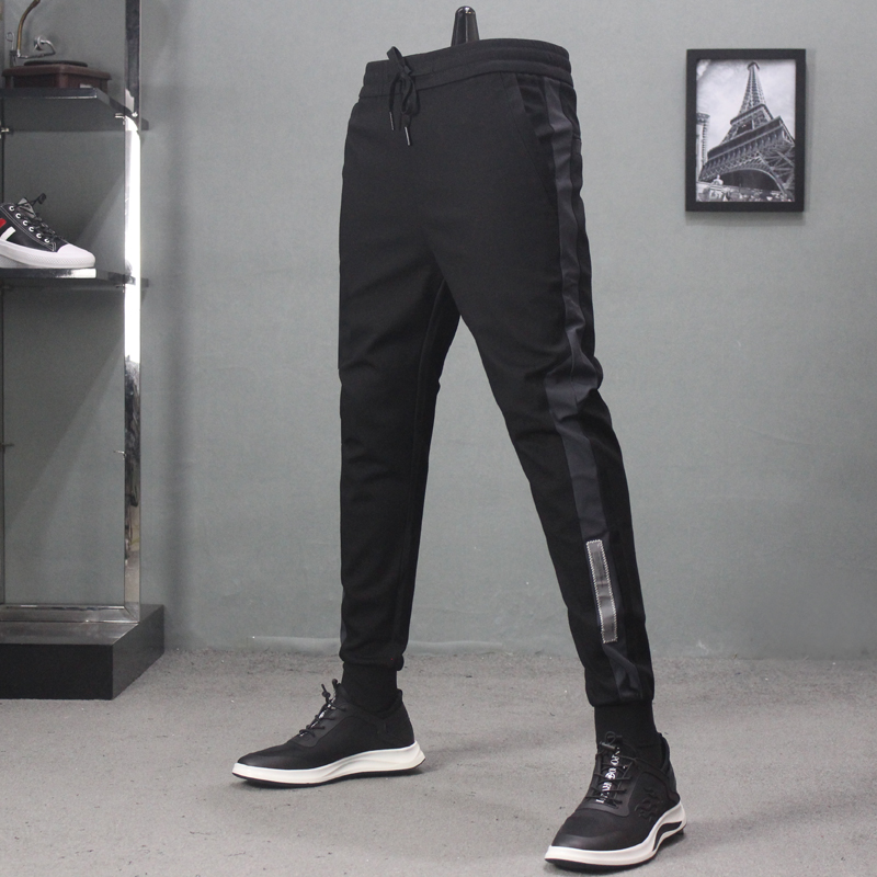 秋冬季2021新款加绒男士休闲裤潮流小脚裤修身束脚裤潮牌运动裤男