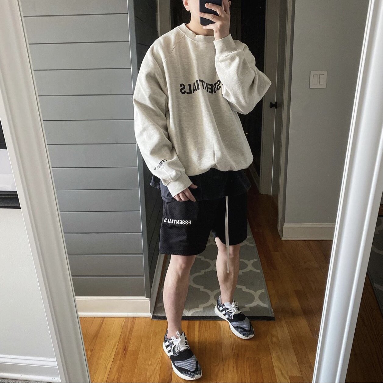 fearofgodessentialsfog复线网眼短裤夏季宽松休闲裤