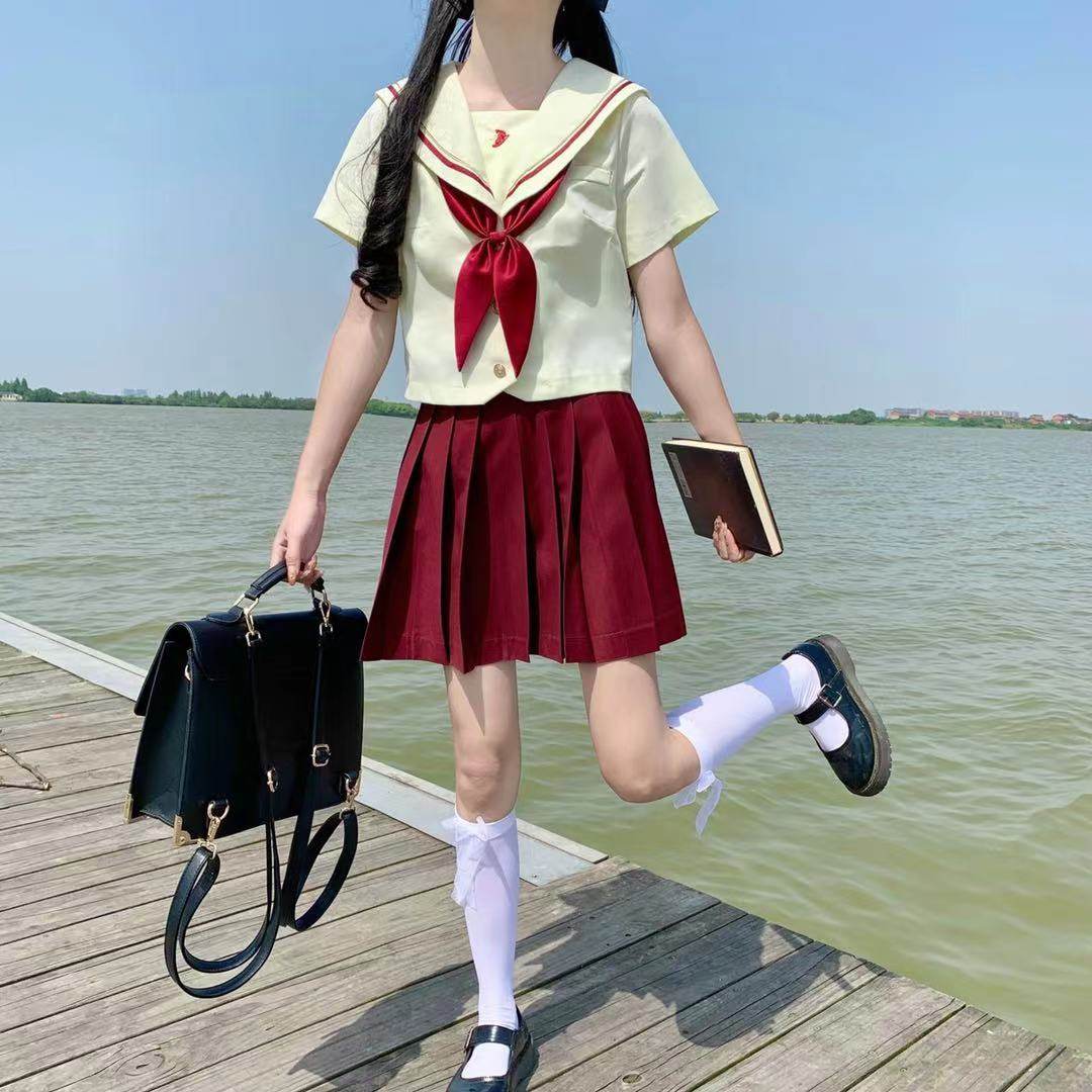 jk实拍赤金制服套装长袖短袖正统日系学院时尚套装