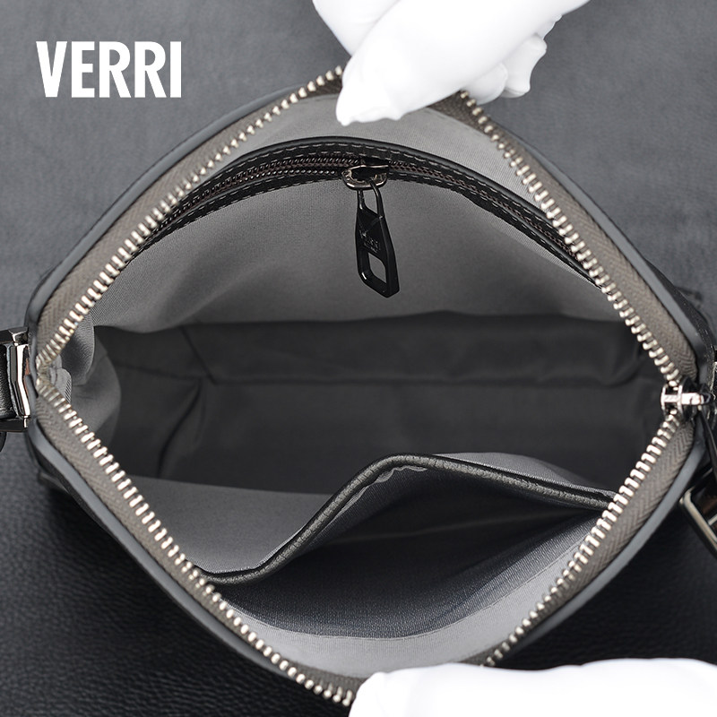 verri牛皮斜肩包挎包包挎包小方大容量休闲宽层男士男士包袋