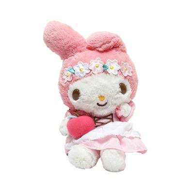 日本sanriomymelody正版红心花冠美乐蒂公仔玩偶娃娃毛绒玩具