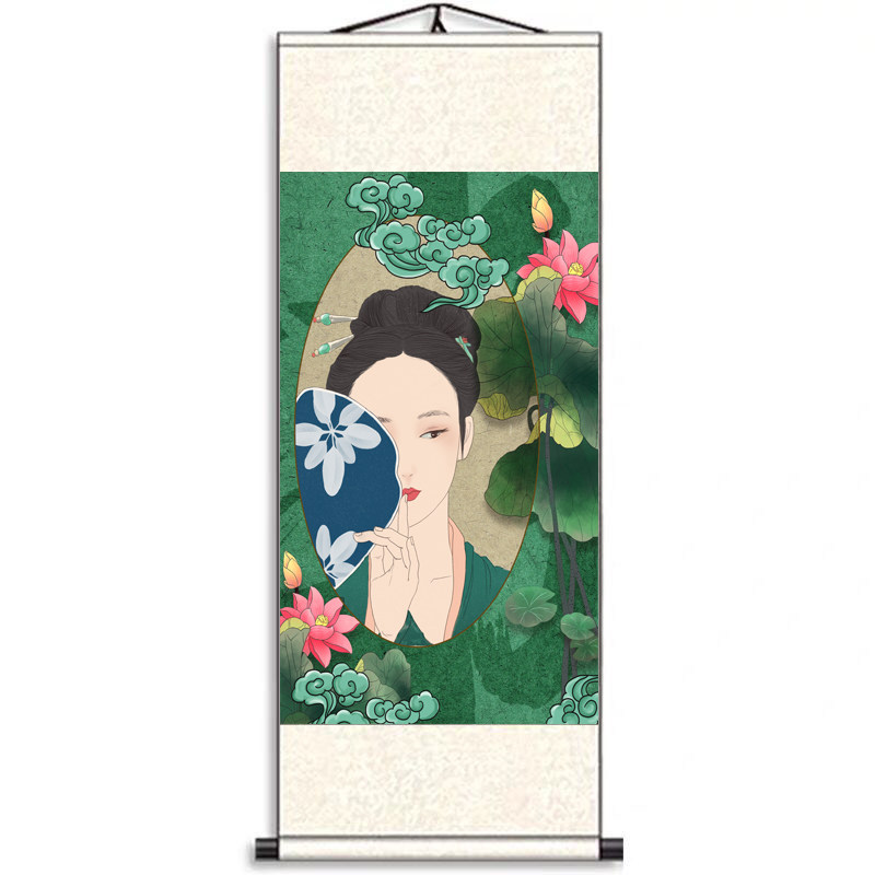 挂画古风明星海报写真定制动漫帅哥美女绢丝国画