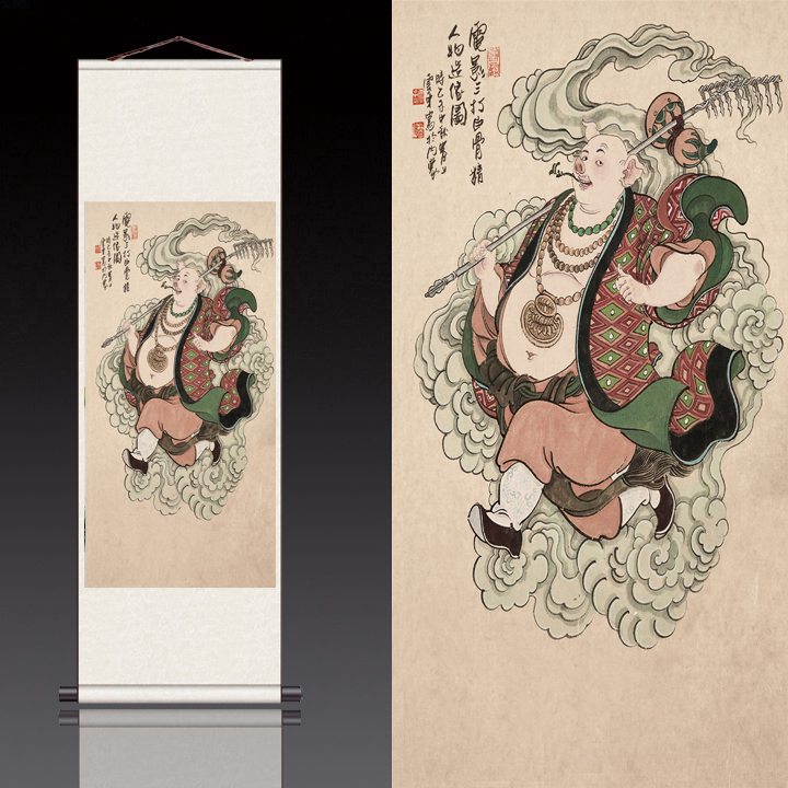 唐僧师徒四联孙悟空猪八戒沙僧画像西游记人物卷轴国画