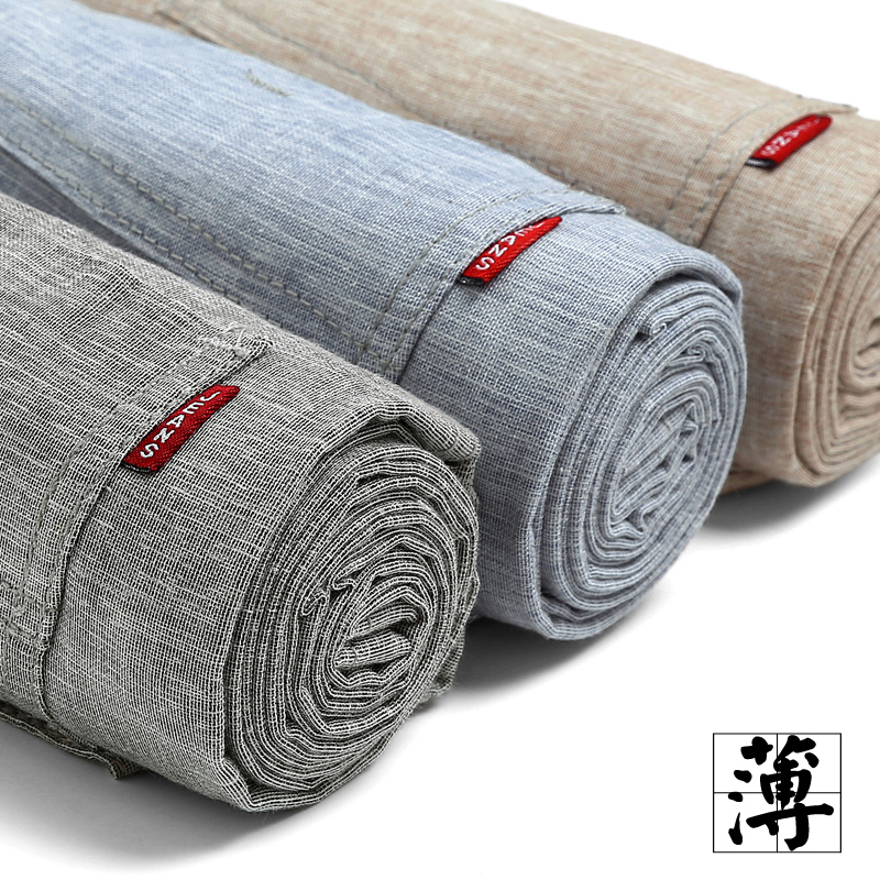 夏季薄款冰丝弹力亚麻裤男休闲裤男士修身直筒宽松棉麻长裤子超薄