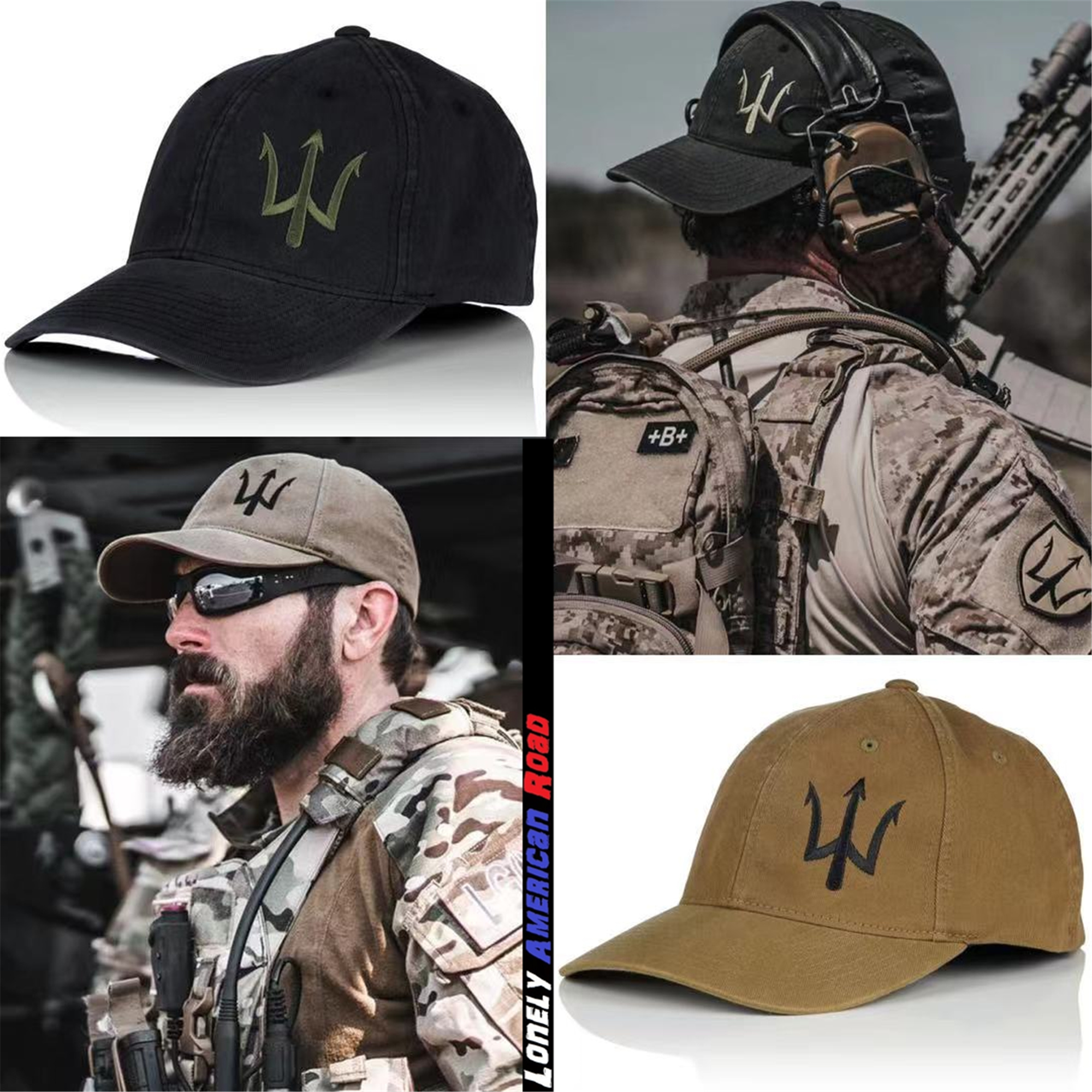 美国进口海豹突击队NAVY SEALS三叉戟棒球帽帽子黑色棕色海豹创建