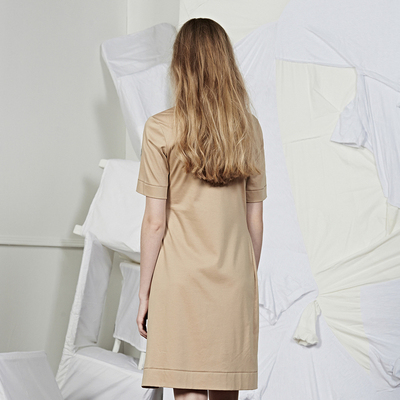 jnby江南布衣20夏折扣新品连衣裙宽松圆领短袖拼接裙女5h4510921