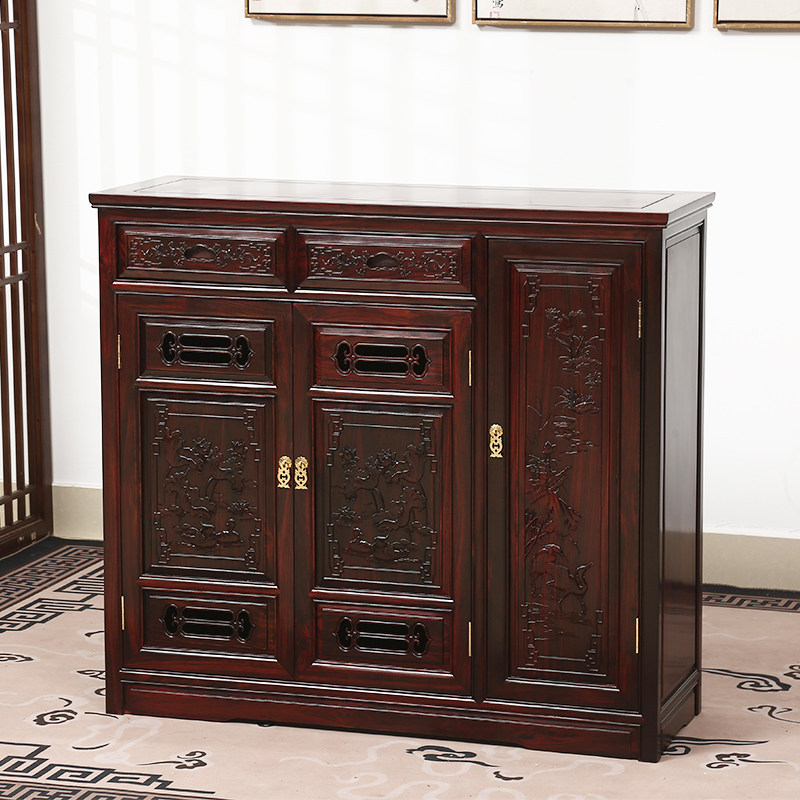 御古轩红木鞋柜印尼黑酸枝木阔叶黄檀卧室客厅柜东阳红木家具