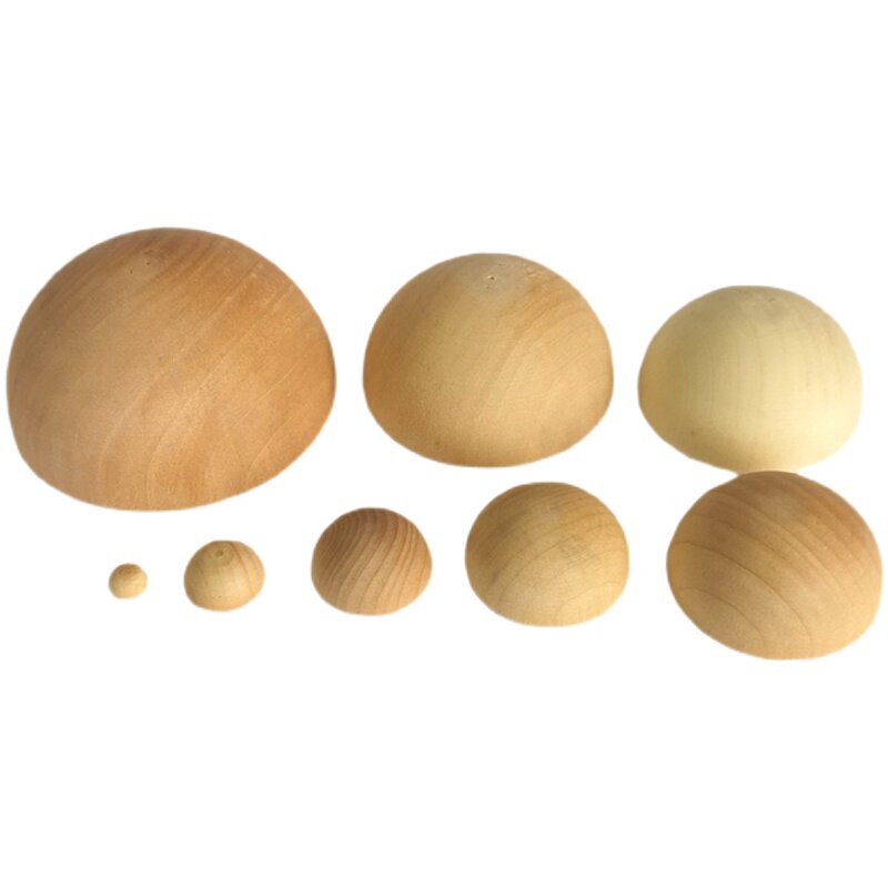 半圆球体圆木木块实木木荷木球儿童手工diy模型制作工具