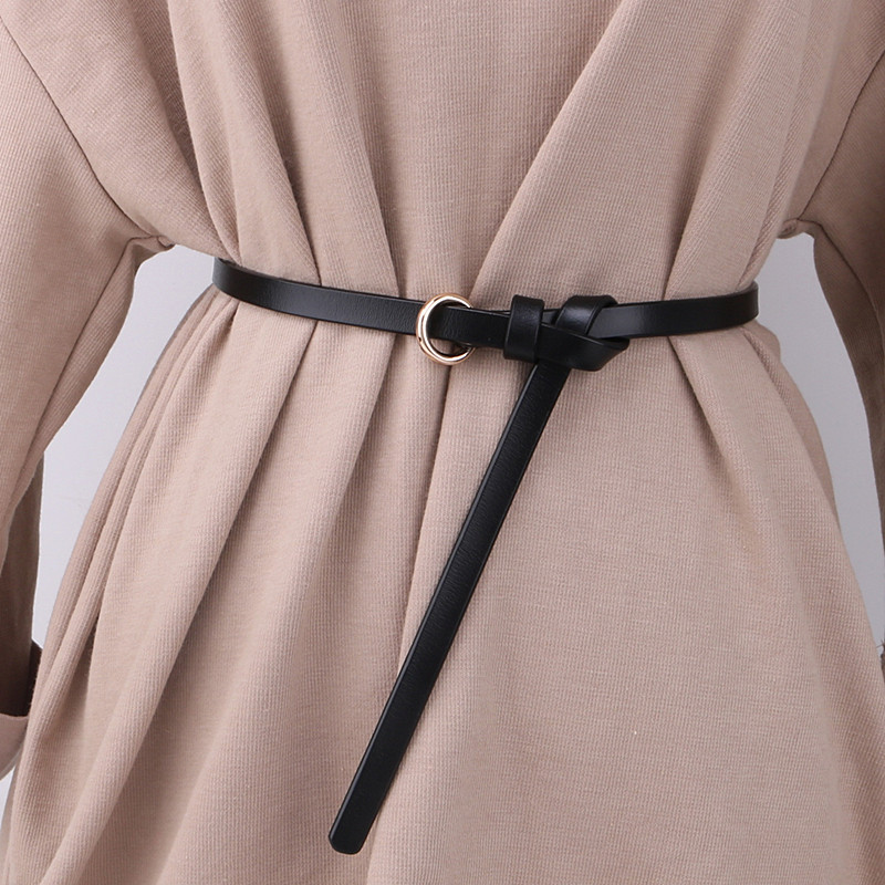 皮带女士真皮打结时尚配饰裙带简约百搭装饰连衣裙毛衣黑色小腰带