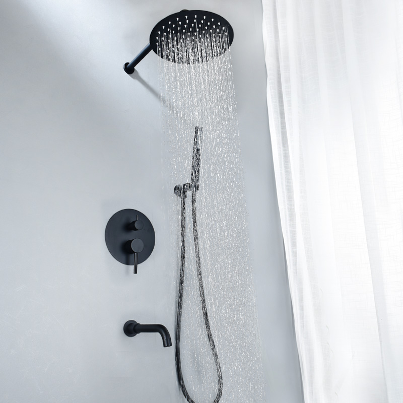 绮美斯不锈钢浴室隐藏藏式暗装花洒家用冷热黑色淋浴花洒龙头套装