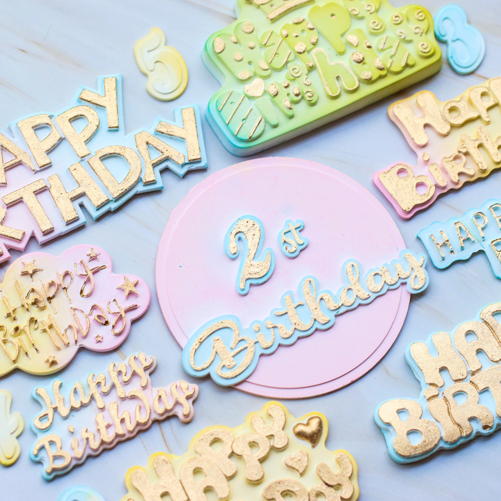 烘焙蛋糕模具网红生日英文字体happybirthday巧克力糖牌烘焙模具