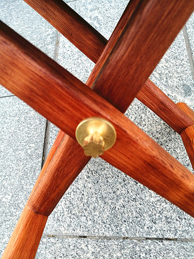 实木马扎折叠红木高档便携潍坊嵌银四官檀木折叠凳