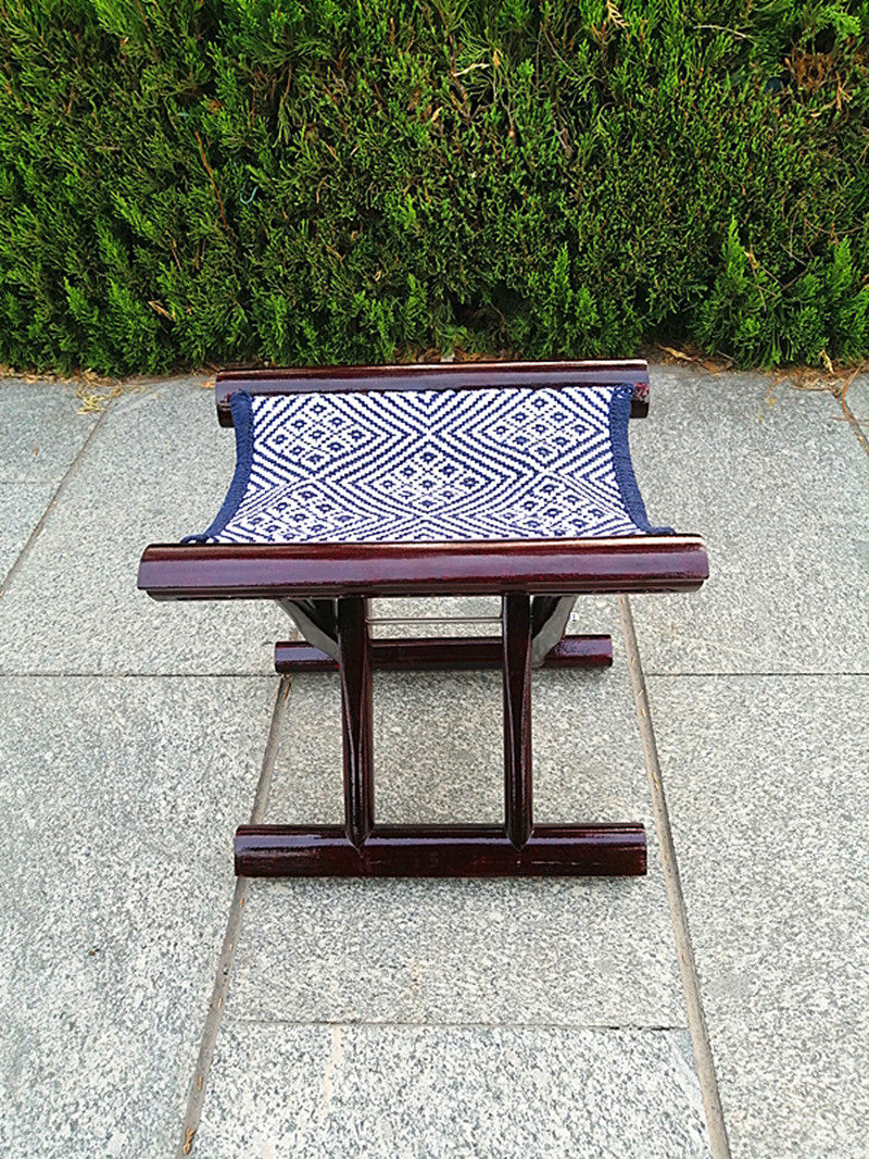 山东红木马扎折叠便携式矮款潍坊嵌银四官檀木折叠凳