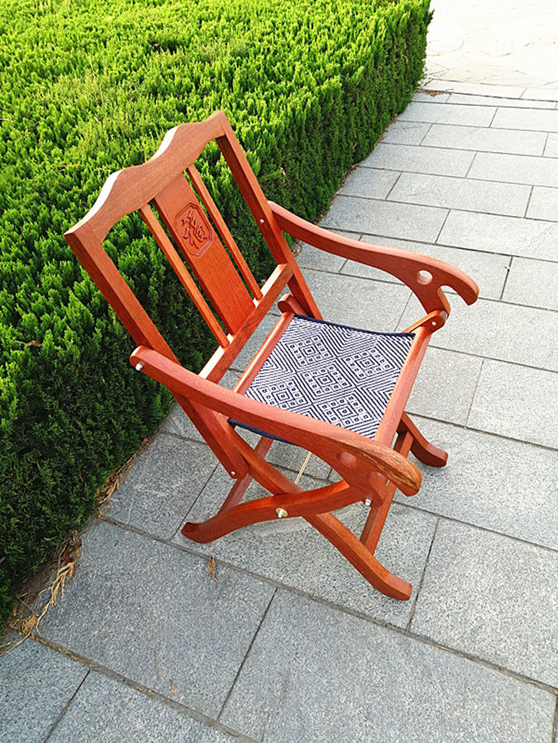 山东靠背红木马扎实木完全折叠便携潍坊嵌银折叠凳