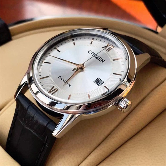 代购Citizen西铁城男表简约时尚皮带复古光动能男手表AW1236-03A