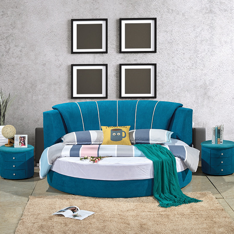 澳莎圆床水床双人婚床真皮现代简约小户户型酒店水床垫