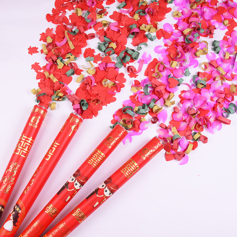 花筒婚庆用品婚礼礼花彩花彩带花瓣雨手持结婚礼花