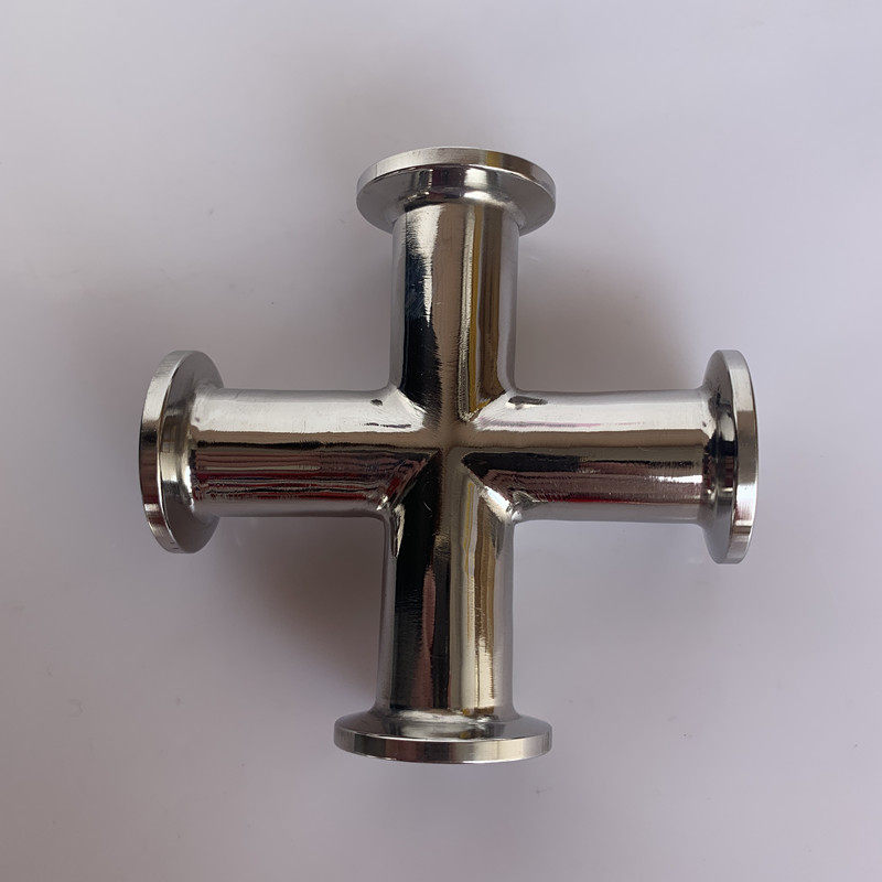 高真空kf16设备接头径变快装卡箍不锈钢四通真空接头