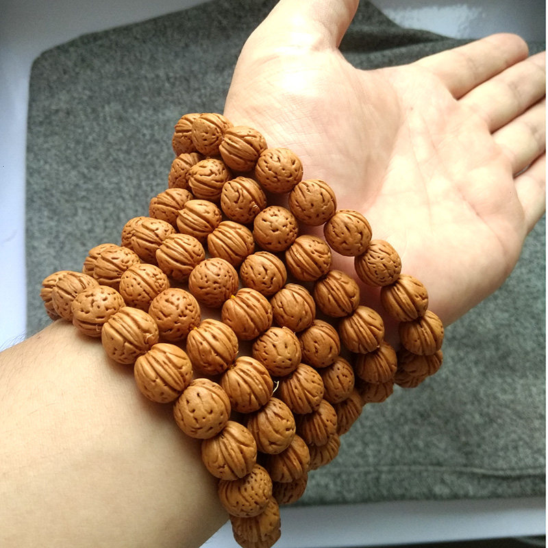 桃核脑纹长串108颗精品脖挂佛珠手串佛珠