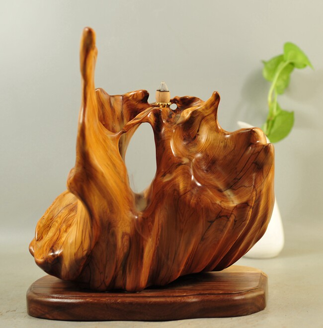 太行崖柏根雕摆件笔架串架倒流流香笔挂笔筒根雕