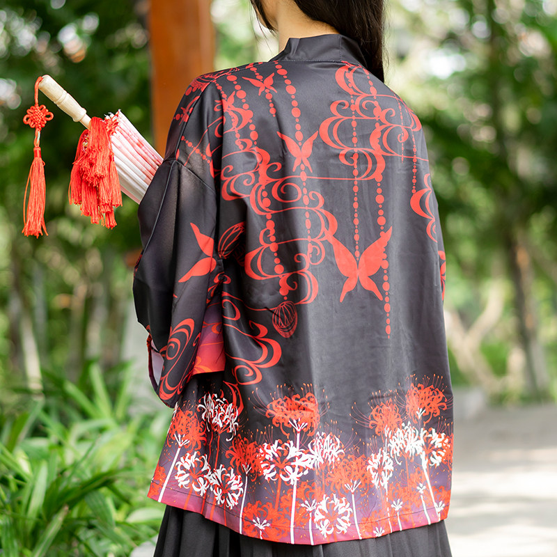 漫锦鬼灭之刃同款原创羽织修仙彼岸花汉服道袍和风外套二次元法披