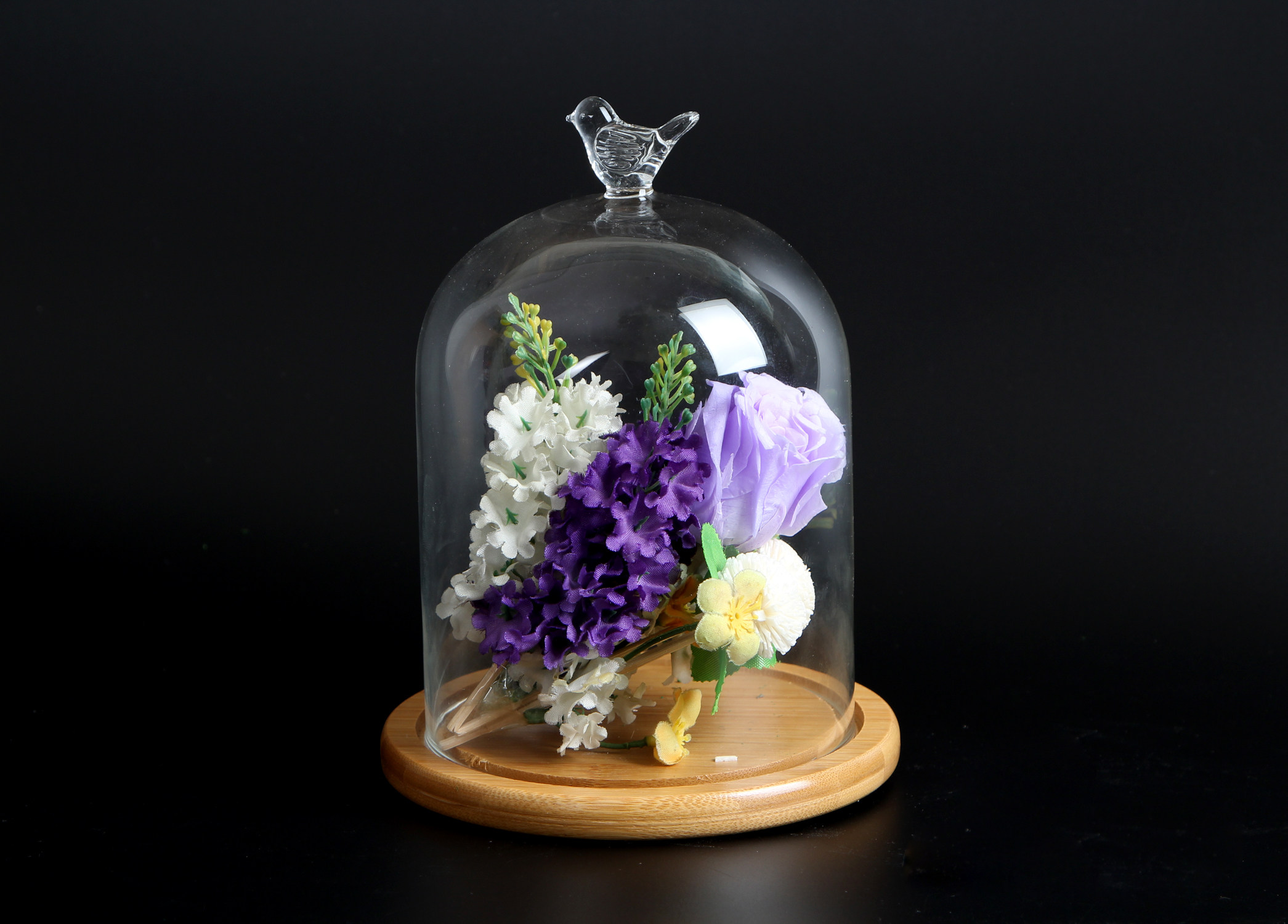 永生花玻璃罩保鲜鲜花罩子蛋糕罩微景观玻璃花瓶摆件