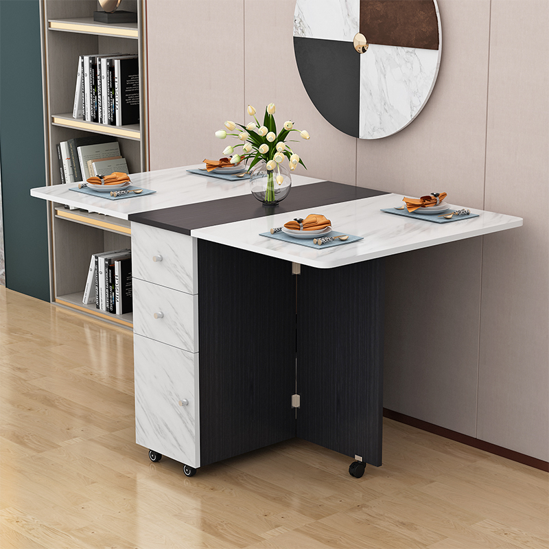 餐桌折叠家用小户户型可移动伸缩长方形多功能桌子折叠桌