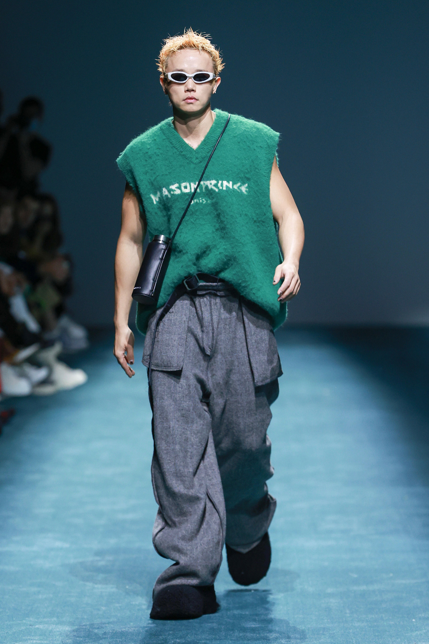 潮woo专属masonprince秋冬秀场款复古抓毛毛背心男宽松马甲潮