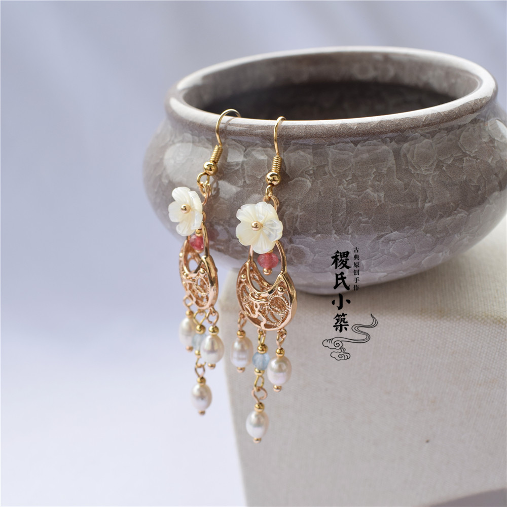 稷氏小筑乐正正汉古风配饰古典发饰珍珠耳钩耳环
