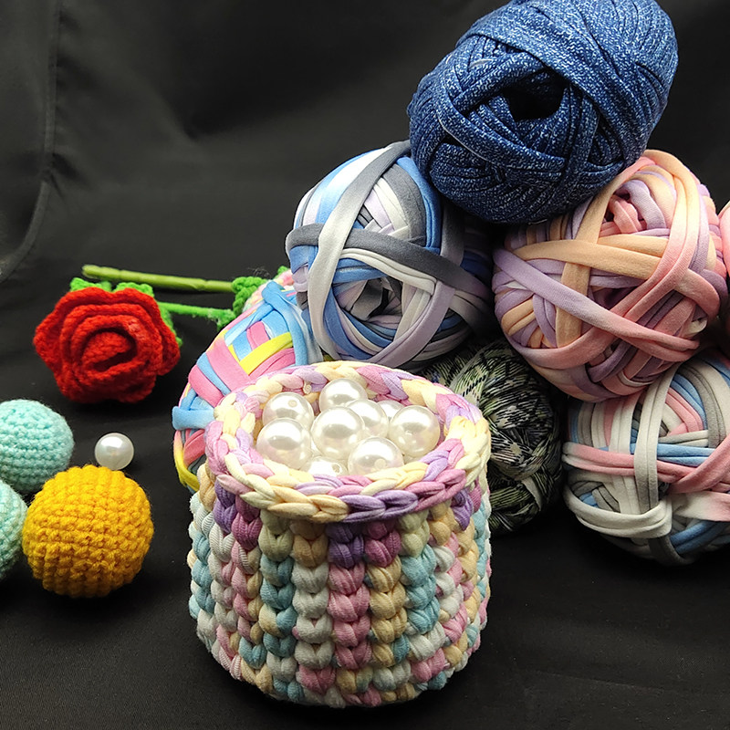 布条线钩包包地垫编织手工diy粗毛毛线收纳毛线